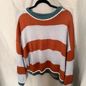Altar'd State Sweater - Brown & Blue Striped